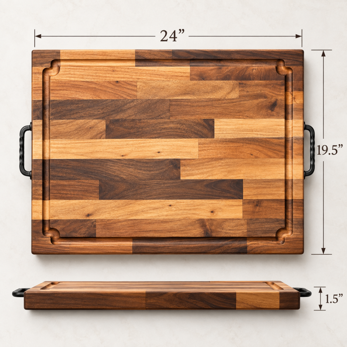 The board dimensions: 24 by 19.5 by 1.5 inches